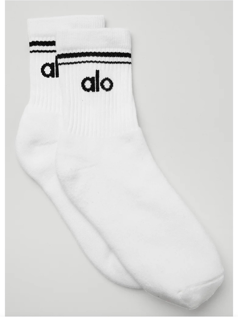 Alo Yoga Unisex Half-Crew Throwback Socks Size M Black White 2 Pair Set NWT